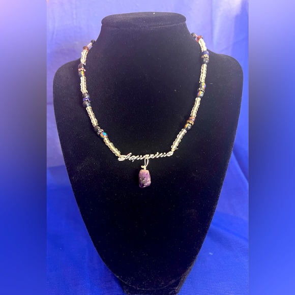 🔥 Choker with zodiac Aquarius and Amethyst stone. - Picture 3 of 4